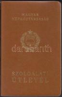 1965 Magyar Népköztársaság által kiállított fényképes szolgálati útlevél, benne valutakiutalási nyilvántartó lappal / Hungarian passport