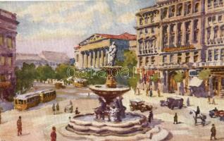 Budapest - 9 db akvarell képeslap, közte Raphael Tuck, Zádor István