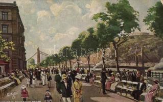 Budapest - 9 db akvarell képeslap, közte Raphael Tuck, Zádor István