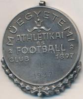 1937. "Műegyetemi Athlétikai és Football Club 1897" ezüstözött Br díjérem (40mm) T:2