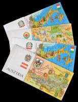 4 db MODERN használatlan térkép motívumú képeslapfüzet, egyenként 11 lappal; Olaszország, Ausztria és Jugoszlávia / 4 modern unused map motive cards, each with 11 cards; Italy, Austria, Yugoslavia