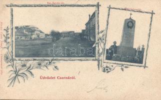 Csorna, Szent István tér, honvéd emlék; kiadja Gantz József, floral