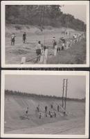 1935 Kápolnásnyék körül építik az új utat, 2 db feliratozott fénykép, 9x12 cm