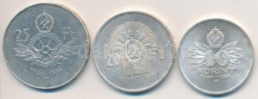 1956. 10Ft + 20Ft + 25Ft Ag "10 éves a Forint" sor T:2 ph.