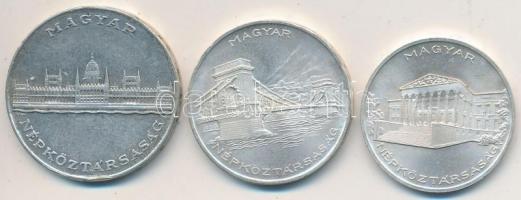 1956. 10Ft + 20Ft + 25Ft Ag "10 éves a Forint" sor T:2 ph