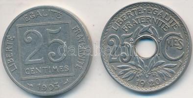 Franciaország 1903. 25c Ni + 1920. 25c Cu-Ni T:2
France 1903. 25 Centimes Ni + 1920. 25 Centimes Cu-...