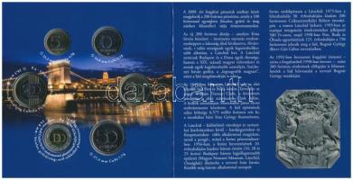 2009. 5Ft-200Ft "Lánchíd" 6klf darabból álló forgalmi érme sor dísztokban T:BU