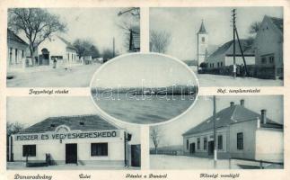Dunaradvány, Jegyzőség, Református templom, Községi vendéglő, Fekete János fűszer és vegyeskereskedése / notary, church, restaurant, shop (EK)