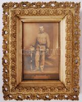 cca 1910-1920 Ruzicska Gyula (Debrecen): Katona emlék, kabinetfotó díszes keretben, képméret 16x11 cm, keret 26x21