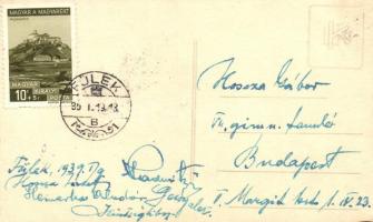 1939 Fülek, várrom, 'Mindent Vissza' díszítés / castle ruins, irredenta decoration photo