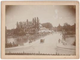 cca 1900 Budapest, Városligeti tó és a park, látkép és életkép, keményhátú fénykép, 12x17 cm
