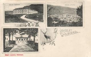 Jolsva, Honvéd laktanya, fürdő, szarvas, Lukácsy Miklósné kiadása / barrack, spa, deer (Rb)