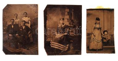 cca 1900-1920 Ferrotípiák (vaslemezre készült pozitív fényképek), 3 db fotó, 9x6 cm és 7x5 cm