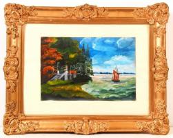 Sándor jelzéssel: tengerparti részlet. Olaj, karton, keretben, 20×28 cm