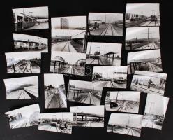 1984 Budapesti közlekedési viszonyok, próbajárat az 1-es villamos vonalán, 21 db fotó, 9x14 cm