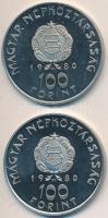 1980. 100Ft "Szovjet-magyar közös űrrepülés" (2x) T:PP (ujjlenyomat)