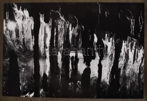 cca 1960-1970 Erdélyi fotóalbum, tájképek, természetfotók, cseppkőbarlang, juhok, Hargita címere alu...