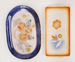 Két szendvicses tálca, egyik jelzett, hibátlanok, 31×15 cm, 31×19 cm