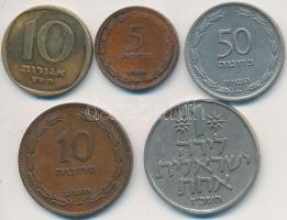 Izrael 5db klf fémpénz T:vegyes
Israel 5 pieces of diff. coins C:mixed