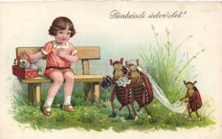 Pentecost, girl, cockchafer wedding litho