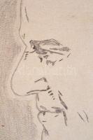 Olvashatatlan jelzéssel: Jávor Pál, Muráti Lili, két oldalas ceruza rajz, 35×29 cm