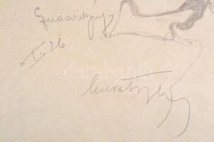 Olvashatatlan jelzéssel: Jávor Pál, Muráti Lili, két oldalas ceruza rajz, 35×29 cm