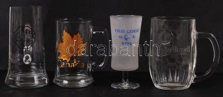 6 db üveg korsó különböző feliratokkal + 2 db üvegpohár