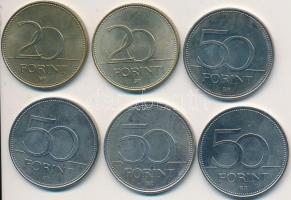 2003. 20Ft "Deák" (2x) + 2004-2007. 50Ft (4x) klf emlékkiadások T:2