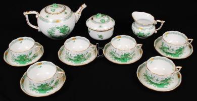 Herendi Indiai kosár mintás teás készlet, kézzel festett, jelzett, hibátlan