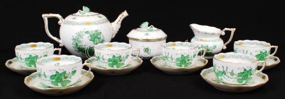 Herendi Indiai kosár mintás teás készlet, kézzel festett, jelzett, hibátlan