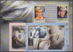 Diana hercegnő emlékére kisív + 2 blokk, In memory of Princess Diana mini sheet + 2 blocks