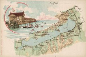 Siófok, térkép litho; kiadja Károlyi Gy.