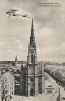 Újvidék, repülőgép a templom fölött; Urbán papírkereskedés kiadása / aeroplane over the a church (EB)