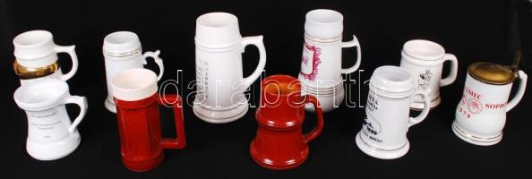10 db Különféle porcelán és kerámia sörös korsó, hibátlanok
