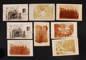 cca 1914-1918 Katonai csoportképek és katonafotók az I. világháborúból, némelyik hátoldalon feliratozva, 10 db, 9x13 cm