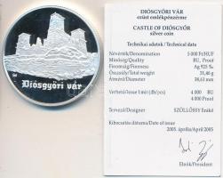 2005. 5000Ft Ag "Diósgyőri vár" T:PP Tanúsítvánnyal!