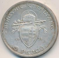1938. 5P Ag "Szent István" T:2 patina Adamo P8.1