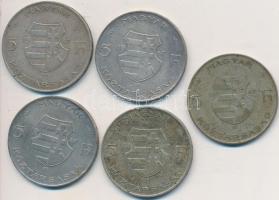 1947. 5Ft Ag "Kossuth" (5x) T:2-,3 Adamo F8.1