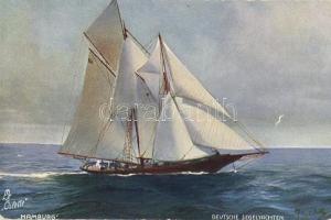'Hamburg' Deutsche Segelyachten No. 564 B., Raphael Tuck Oilette, artist signed