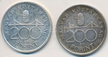 1992. 200Ft Ag "MNB" (2x) T:2- Adamo F13