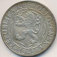 Csehszlovákia 1948. 100K Ag "Függetlenség" T:2 patina Czechoslovakia 1948. 100 Korun Ag "Independence" C:XF patina