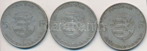 1947. 5Ft Ag "Kossuth" (3x) T:2-,3 Adamo F8.1