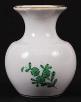 Kézzel festett, Apponyi mintás Herendi porcelán mini váza, hibátlan, jelzett, m: 6,5 cm