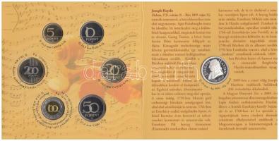 2009. 5Ft-200Ft "Haydn" 6klf darabból álló forgalmi érme sor + "Joseph Haydn" Ag emlékérem (12g/0.999/29mm) dísztokban T:PP