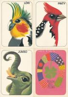 13 db Szyksznian Wanda modern grafikai képeslap (a művésznő saját kezű újévi üdvözlő dedikációjával)