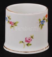 Herendi fogpiszkáló tartó, kézzel festett, jelzett, alján apró lepattanás, 5×6 cm