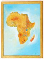 WA jelzéssel: Afrika, Vegyes technika, fa, keretben, 36×26 cm