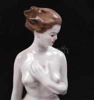 Hollóházi porcelán akt, kézzel festett, jelzett, hibátlan, m:30 cm/Hand painted Hollóházi porcelain ...