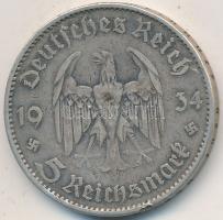 Német 3. Birodalom 1934A 5M Ag "Garnisonkirche" T:3 German Third Reich 1934A 5 Marks Ag "Garnisonkirche" C:F Krause KM#82