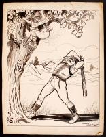 Jeney Jenő (1874-1942): Tettenérés. Vegyes technika, papír, jelzett, apró szakadások, 37×30 cm